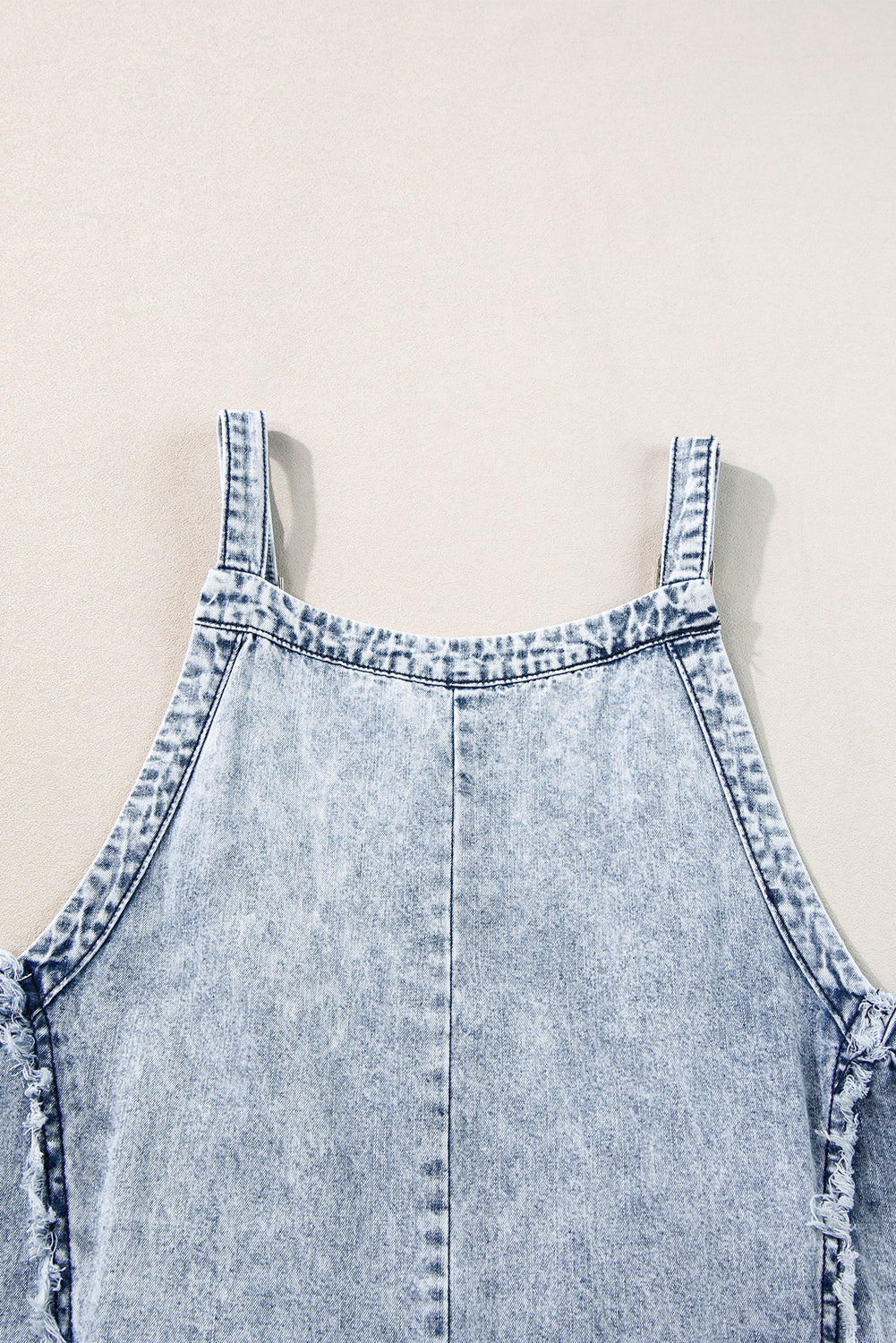 Dark Grey Light Wash Frayed Exposed Seam Wide Leg Denim Overalls