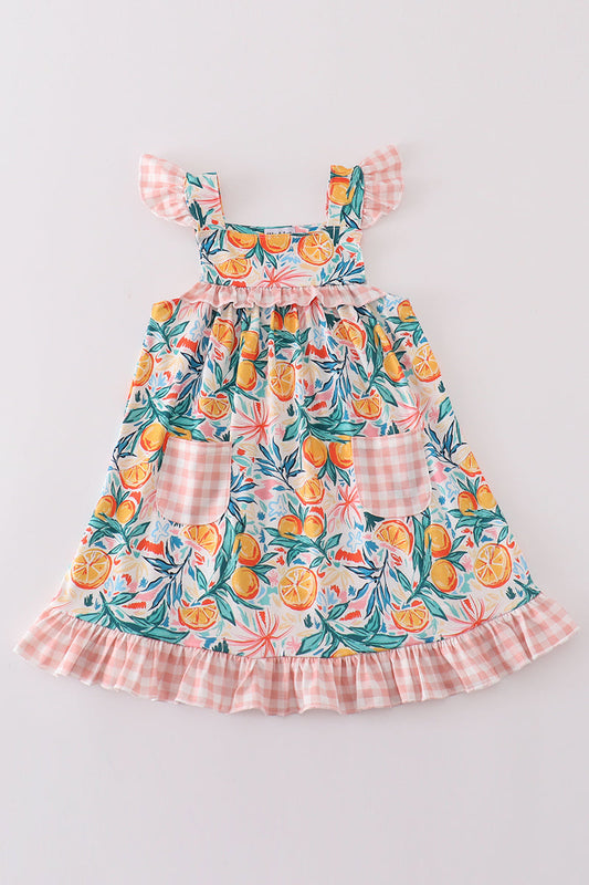 Citrus Bloom Print Girl Dress