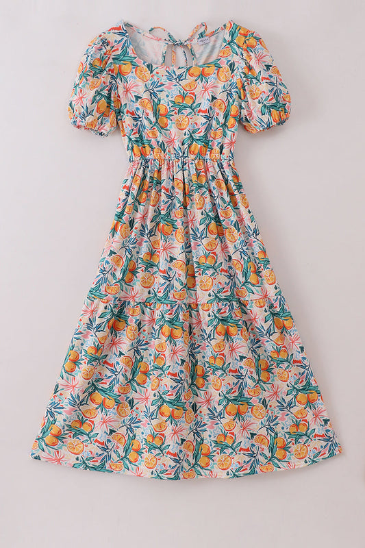 Citrus Bloom Print Mom Dress