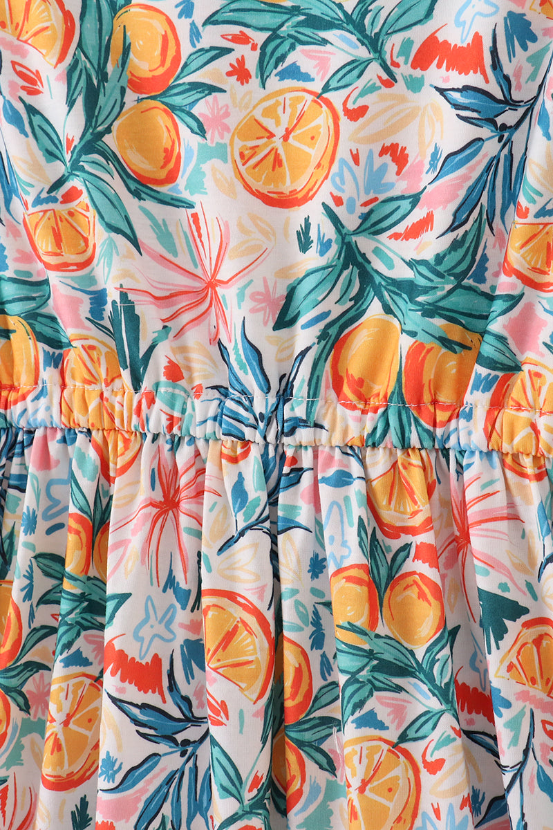 Citrus Bloom Print Mom Dress