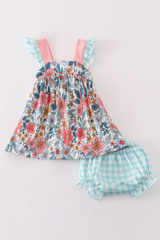 Garden Blossom Print Girl Bloomer Set