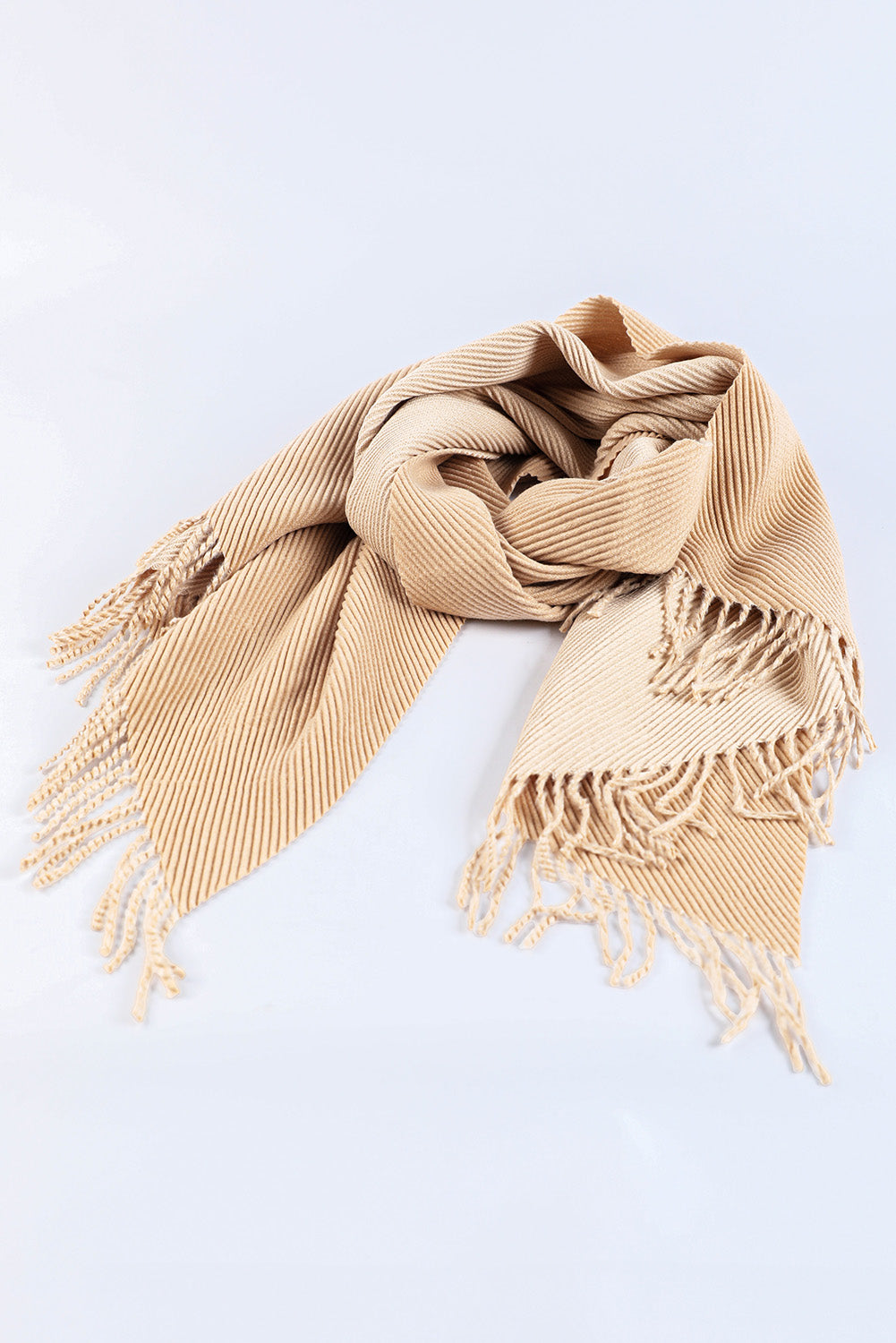 Chestnut Bohemian Fringe Trim Textured Scarf