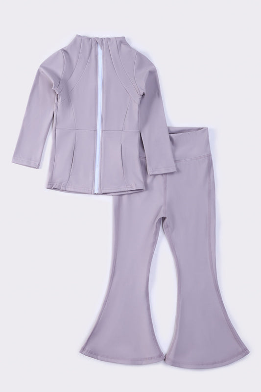 Grey Girl Active Flare Pants Set