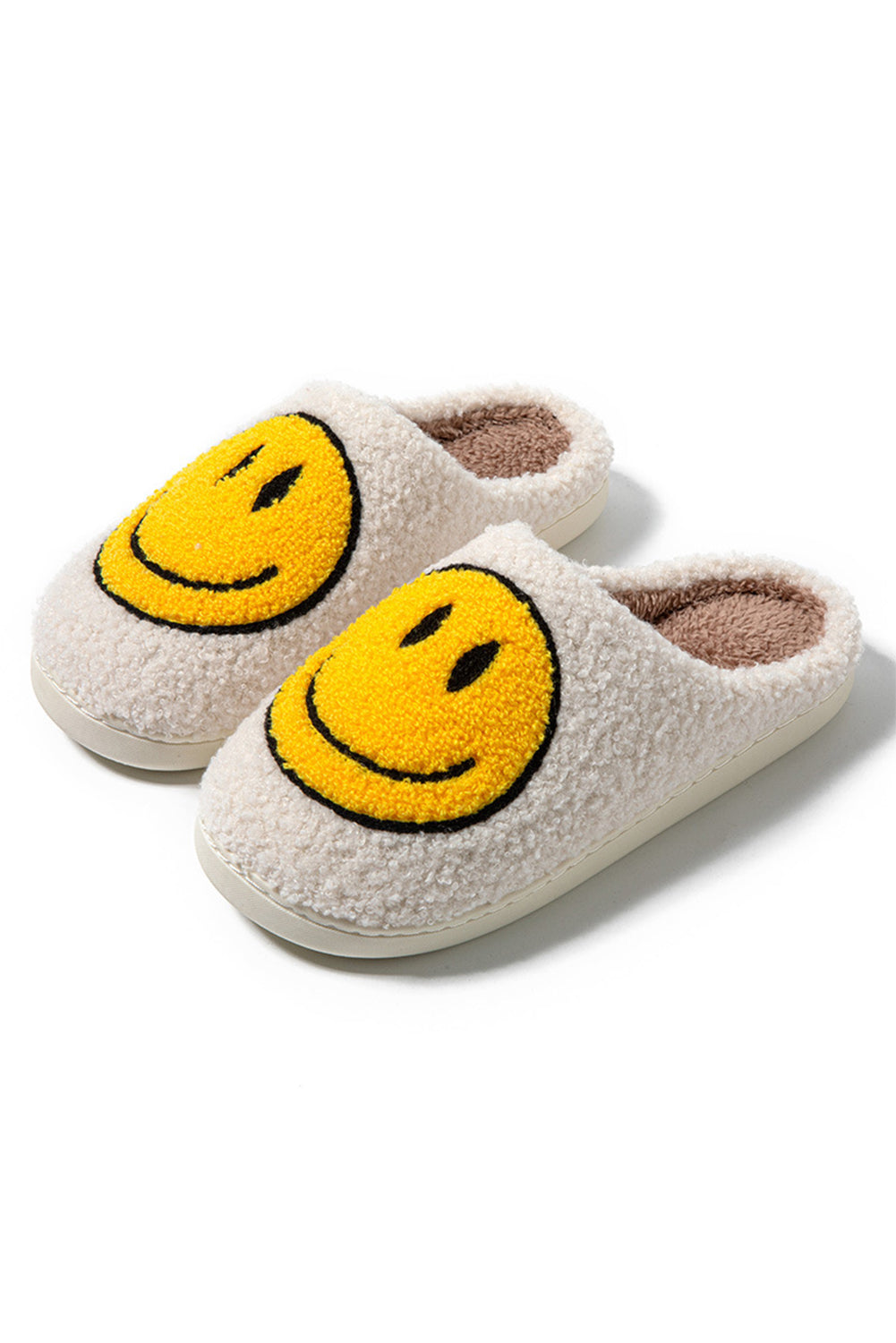 Pink Smile Face Print Non-slip Plush Home Slippers