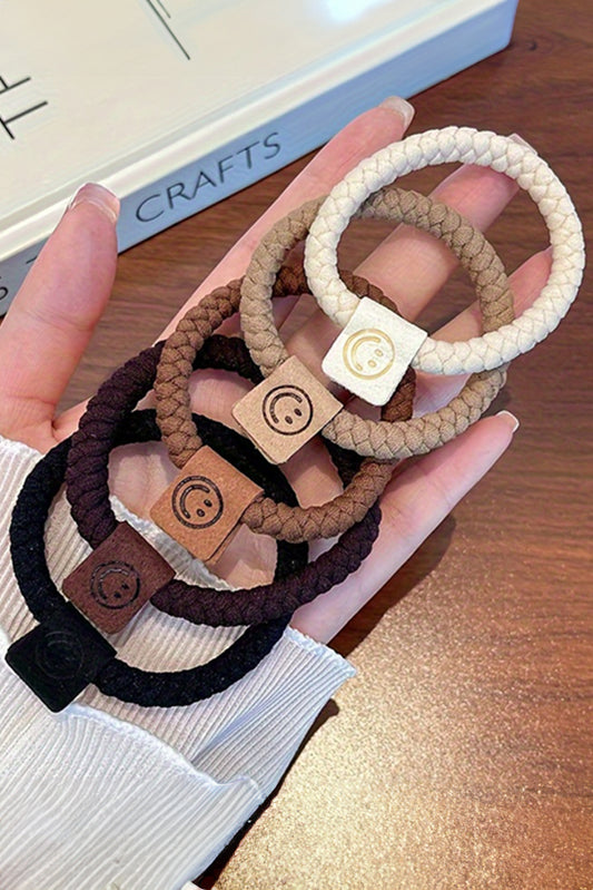 Chestnut 5Pcs Smile Face Decor Braided Hairband