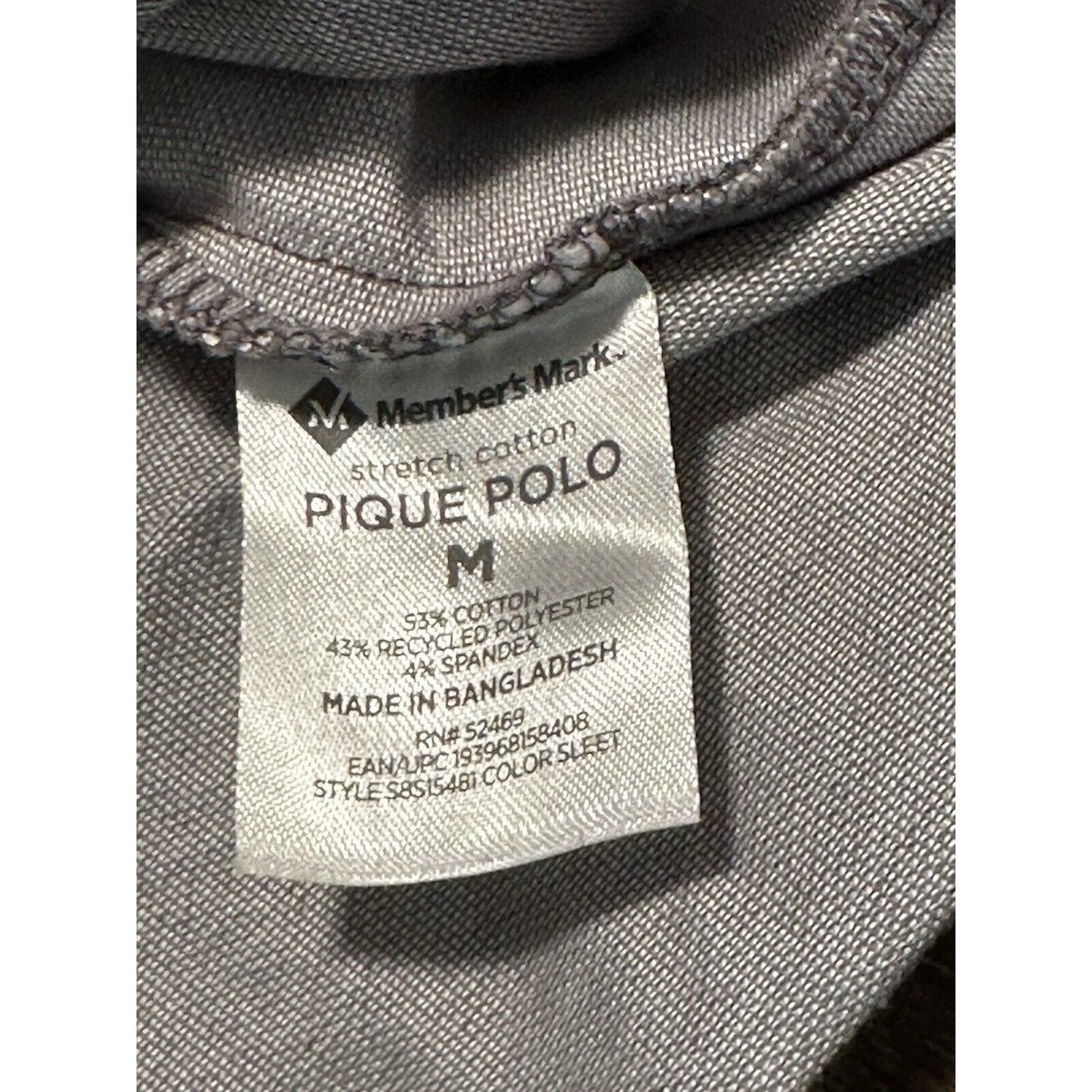 Pique Polo Size M Gray Polo