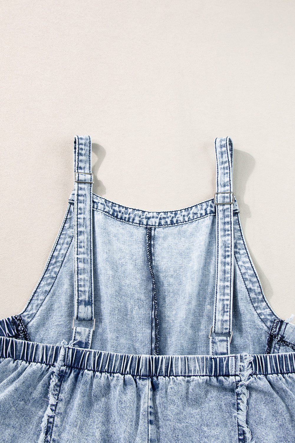 Dark Grey Light Wash Frayed Exposed Seam Wide Leg Denim Overalls