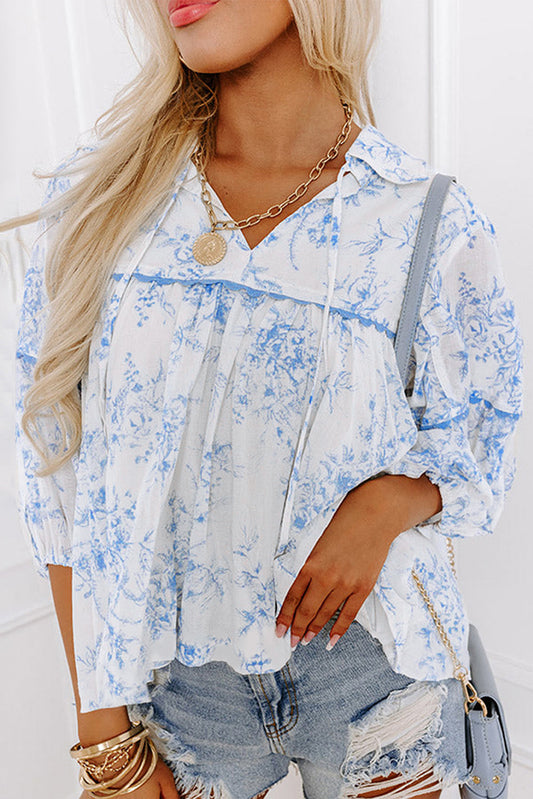 Blue Bloom Floral Top