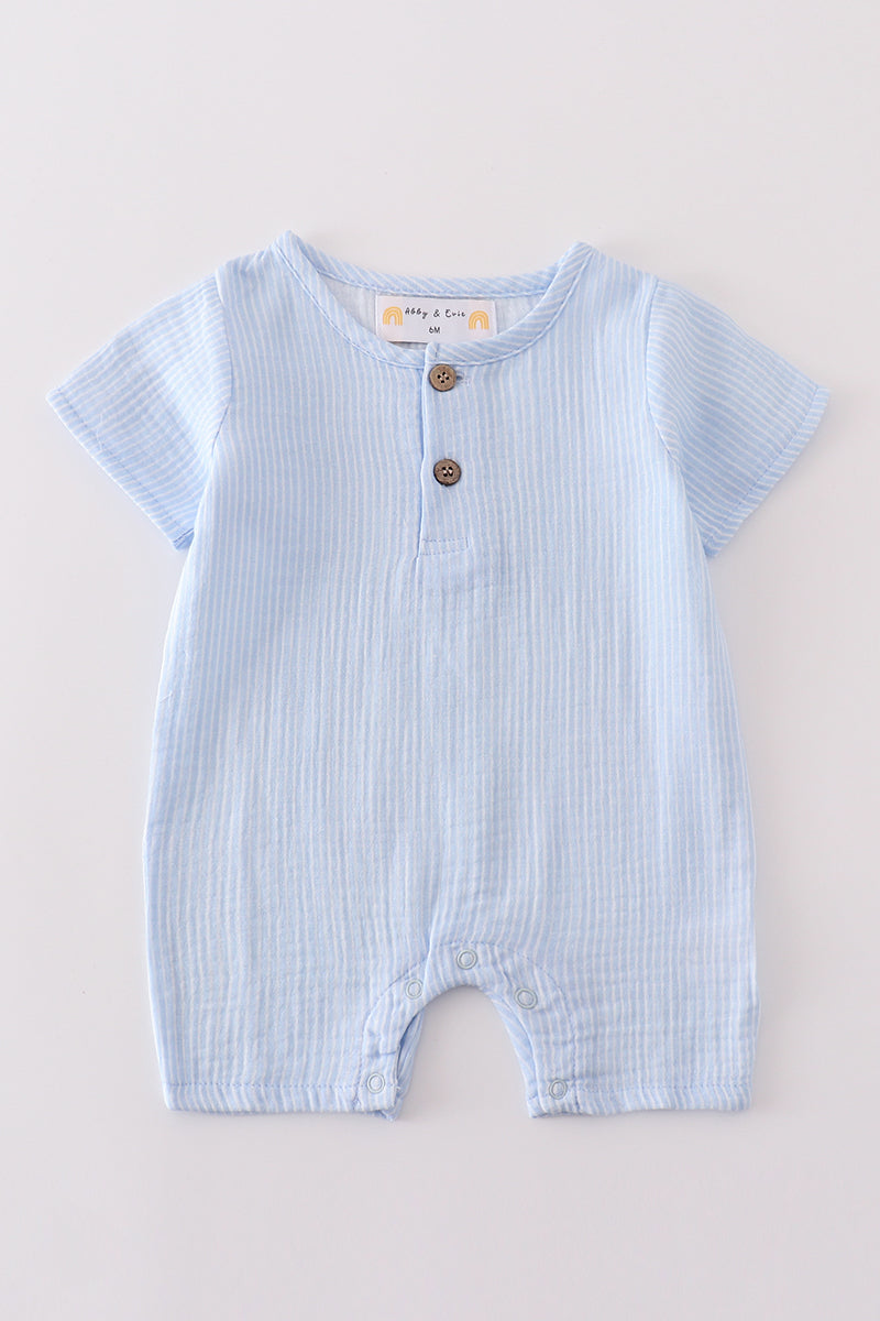 Premium Sky Muslin Stripe Boy Romper