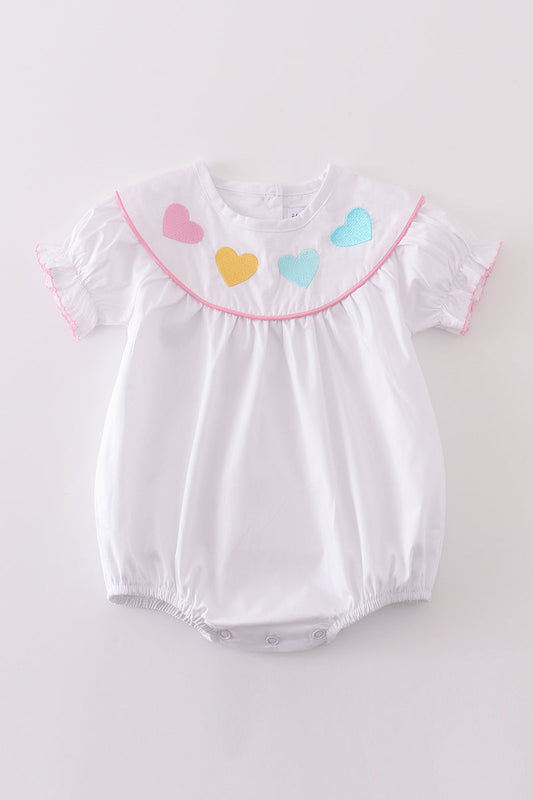 Premium White Valentine Heart Embroidery Girl Bubble