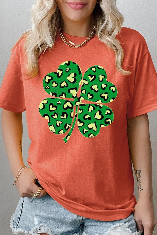 Four Leaf Clover Graphic Heavyweight T Shirts