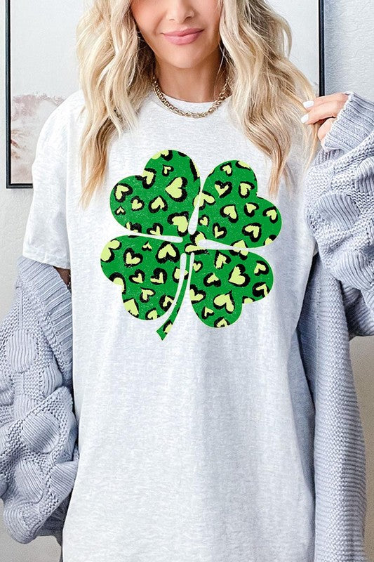 Four Leaf Clover Graphic Heavyweight T Shirts