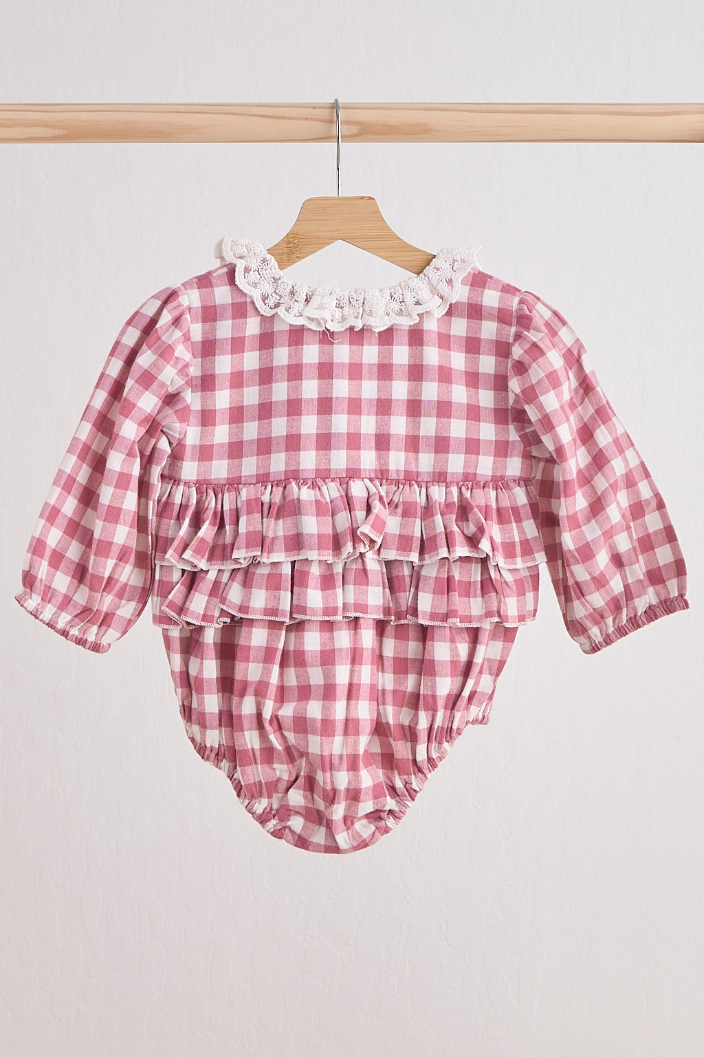 Pink Lace Flannel Gingham Bubble