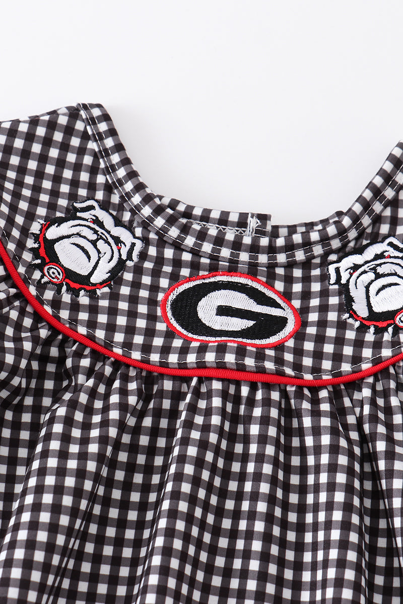 Black Georgia Embroidery Gingham Girl Two Piece