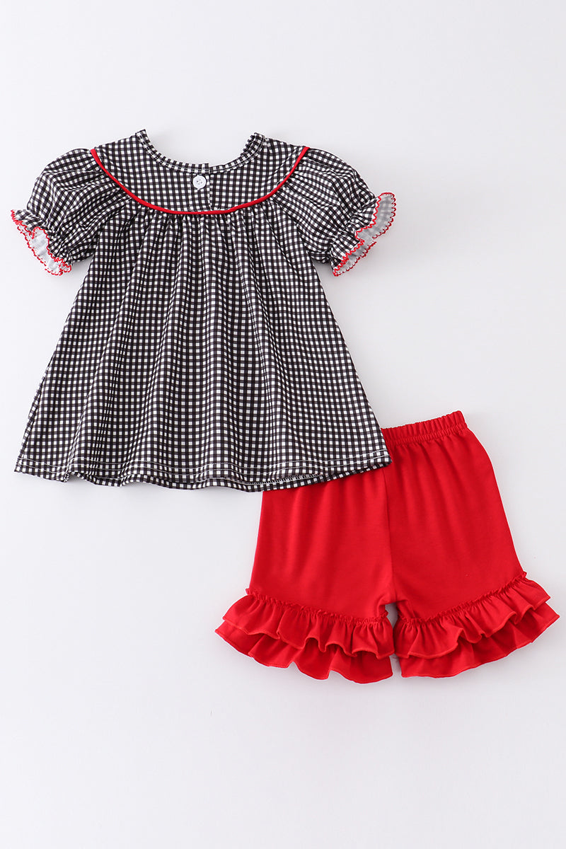 Black Georgia Embroidery Gingham Girl Two Piece