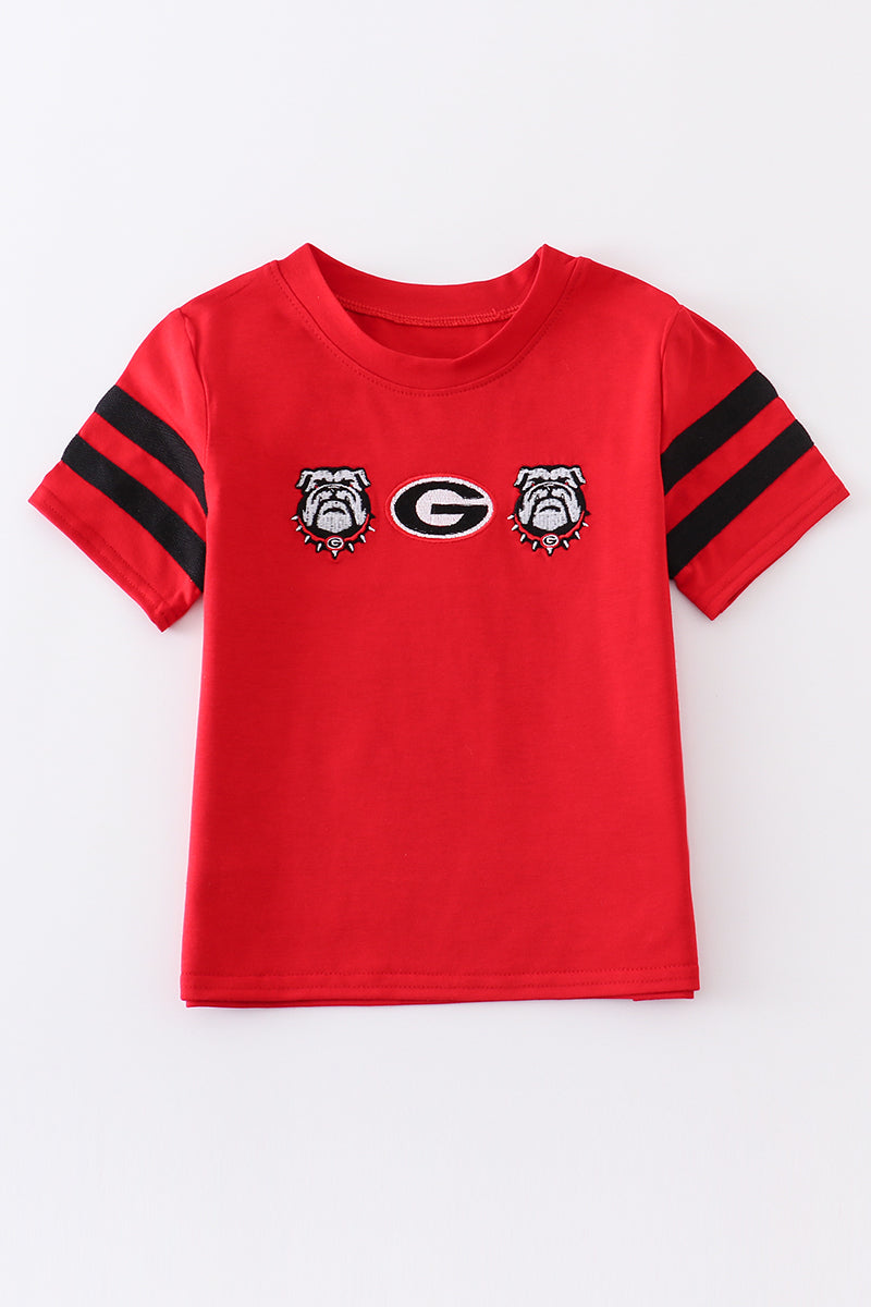 Red Georgia Embroidery Boy Top