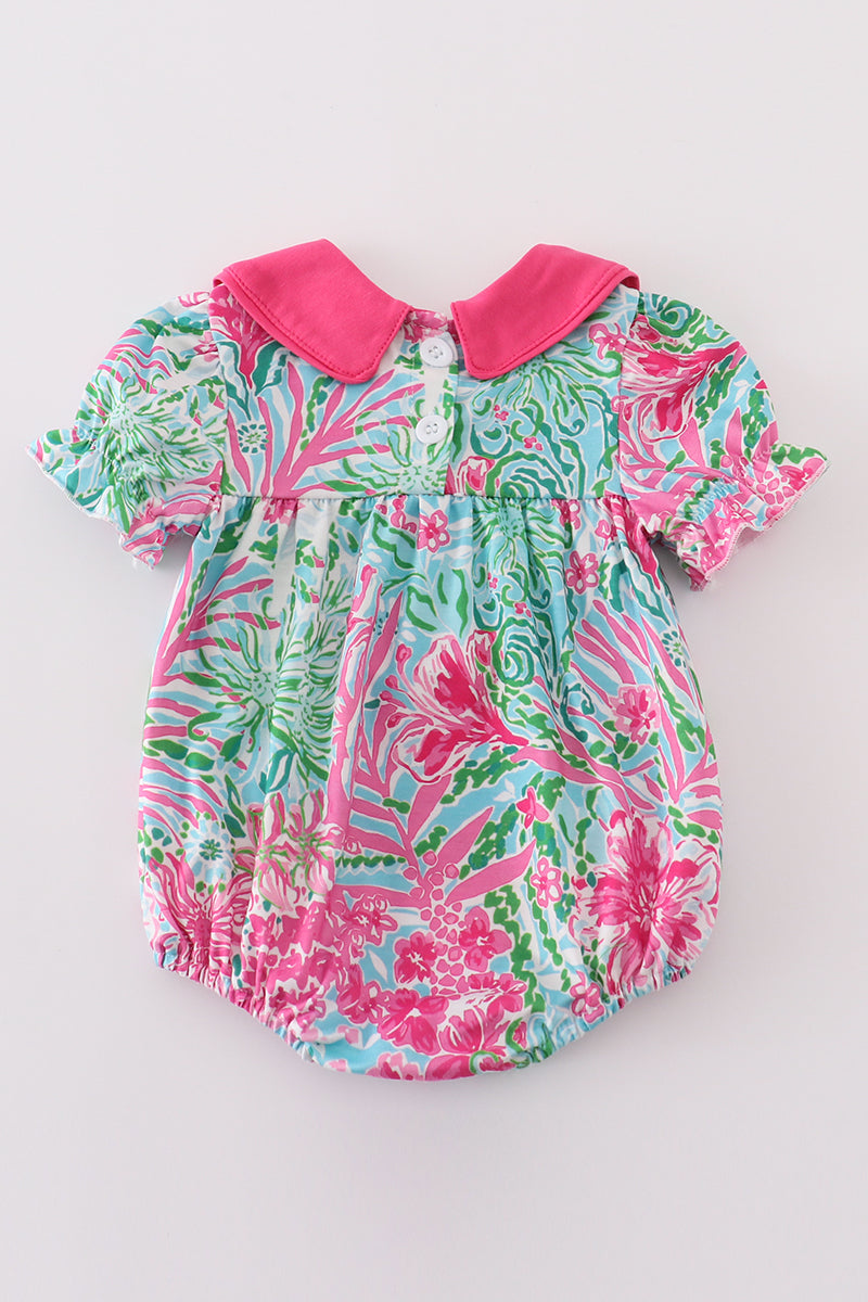 Pink Palm Paradise Print Girl Bubble