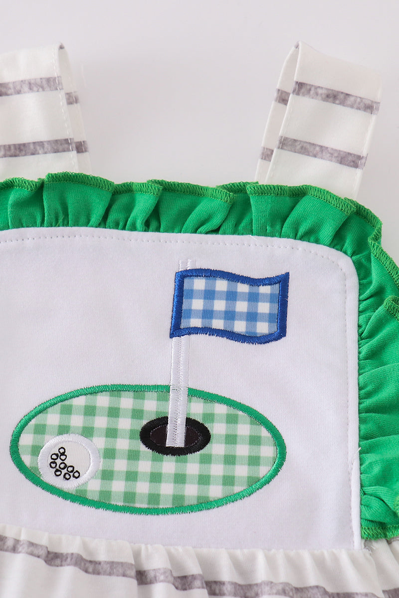 Green Golf Applique Girl Bubble