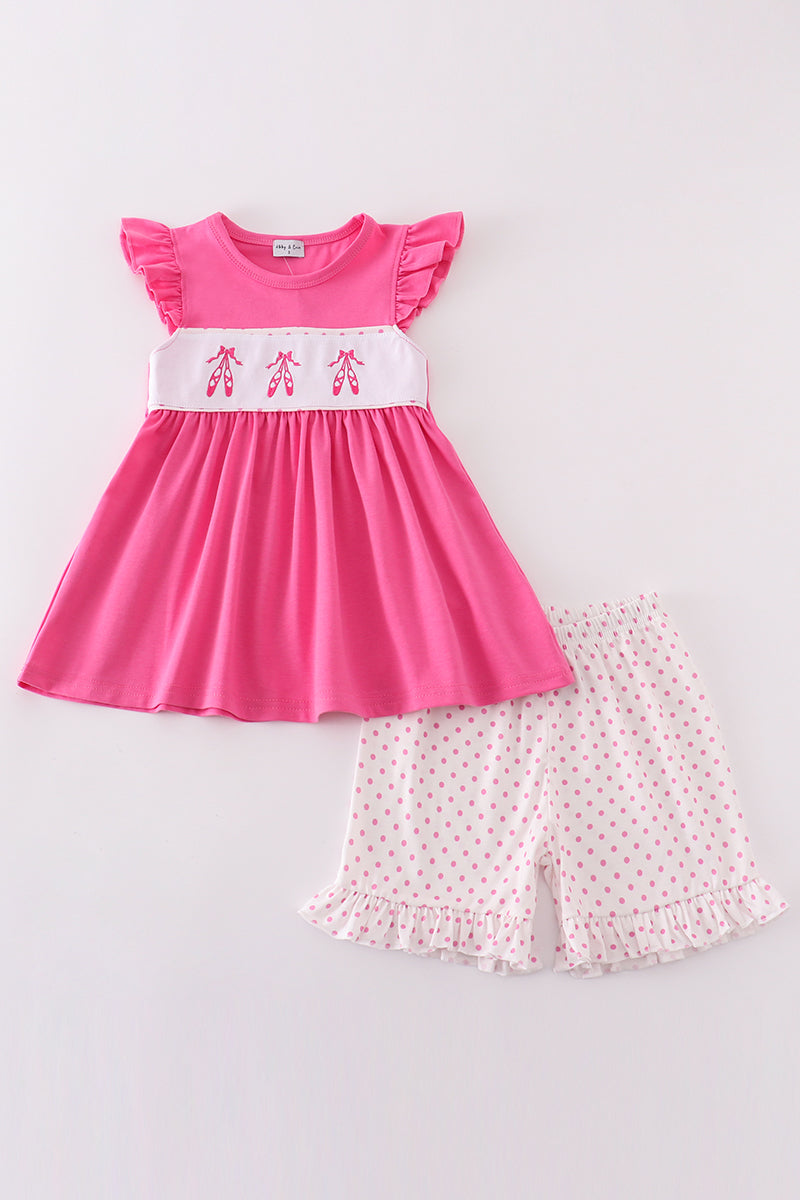 Pink Ballerina Embroidery Girl Set