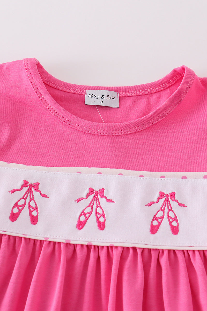 Pink Ballerina Embroidery Girl Set