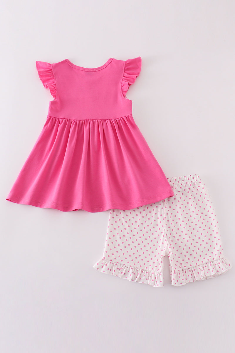 Pink Ballerina Embroidery Girl Set