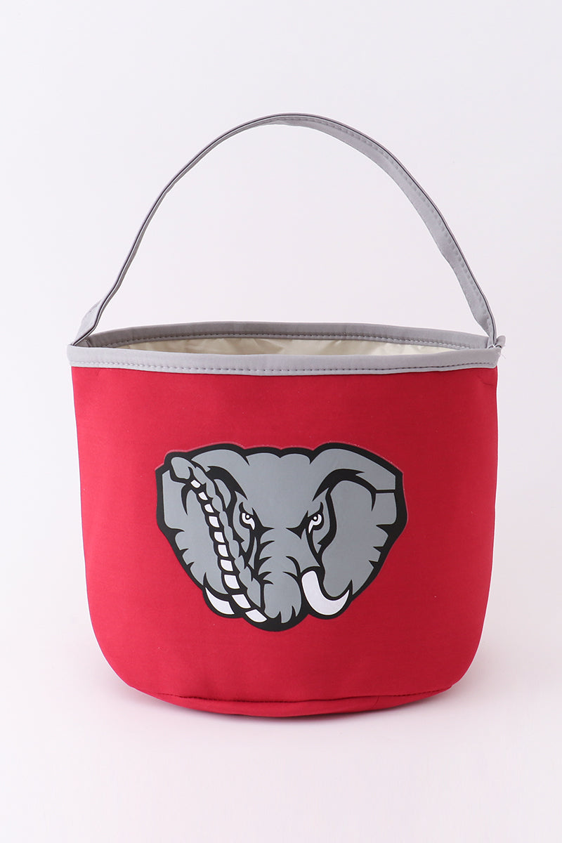 Maroon Elephant Print Bucket