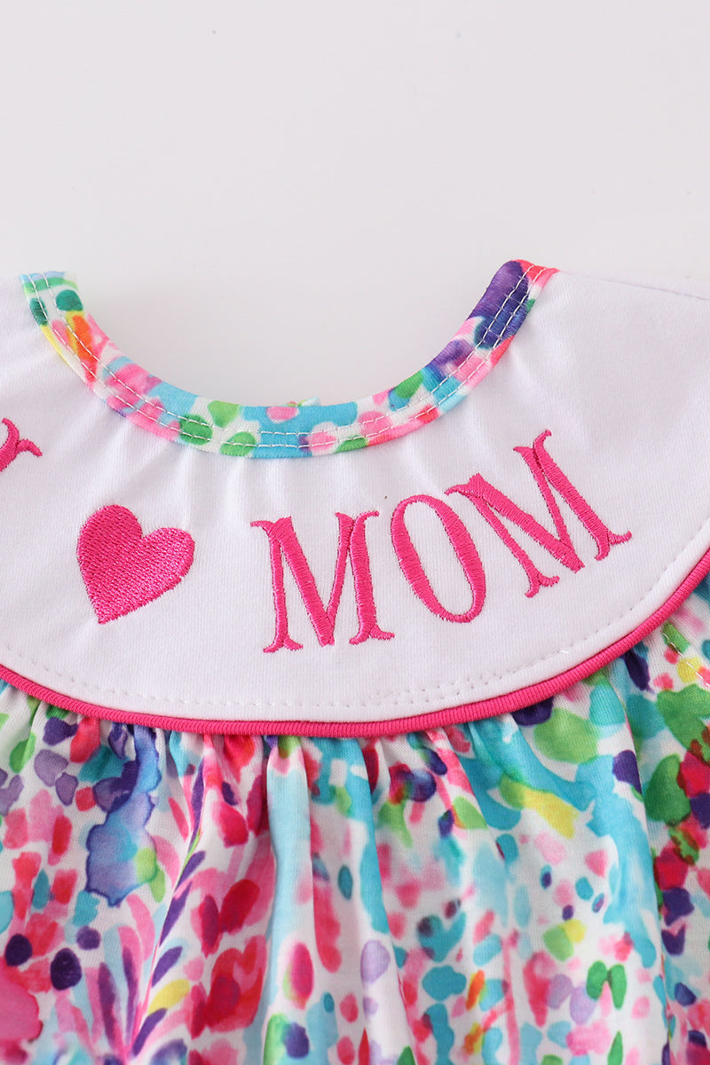 Confetti Bloom I Love Mom Embroidery Girl Bubble