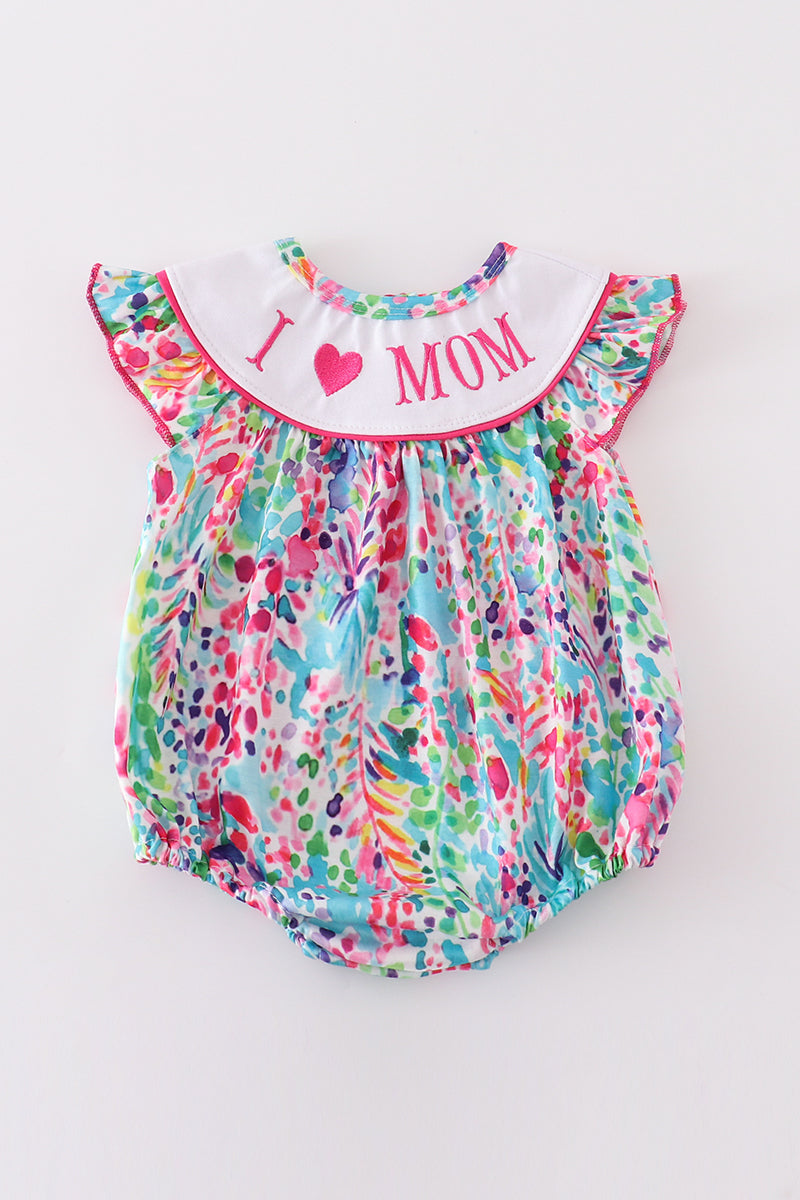 Confetti Bloom I Love Mom Embroidery Girl Bubble