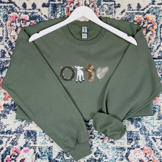 Easter Symbols Embroidered Sweatshirt