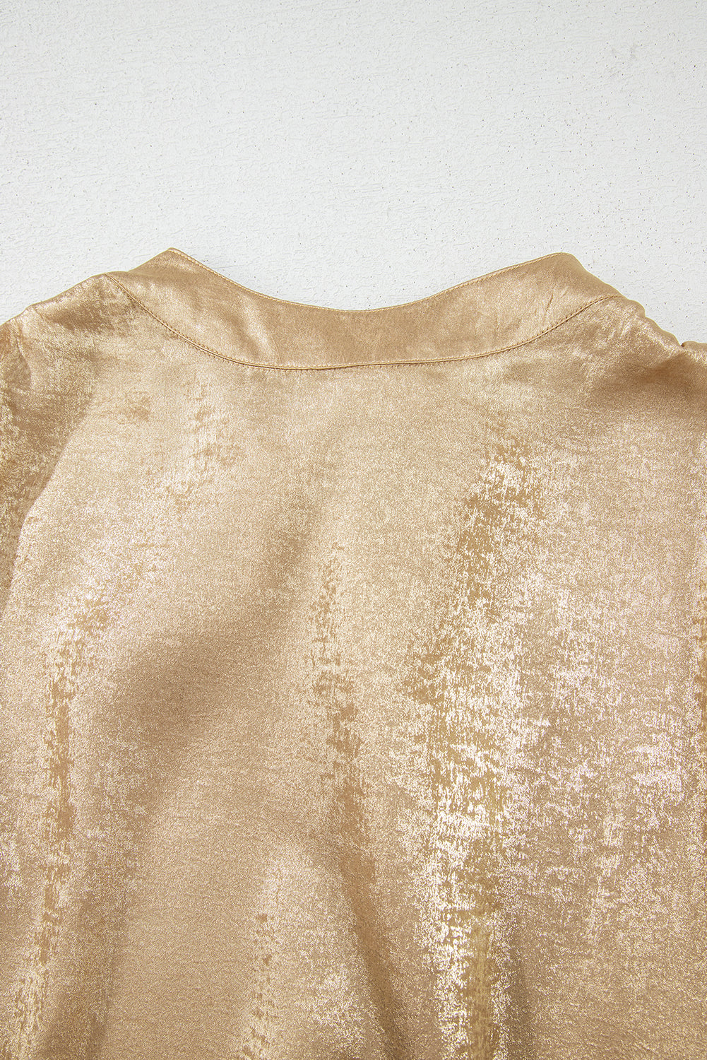 Gold Knot Back Casual Ruched Sleeve Blouse