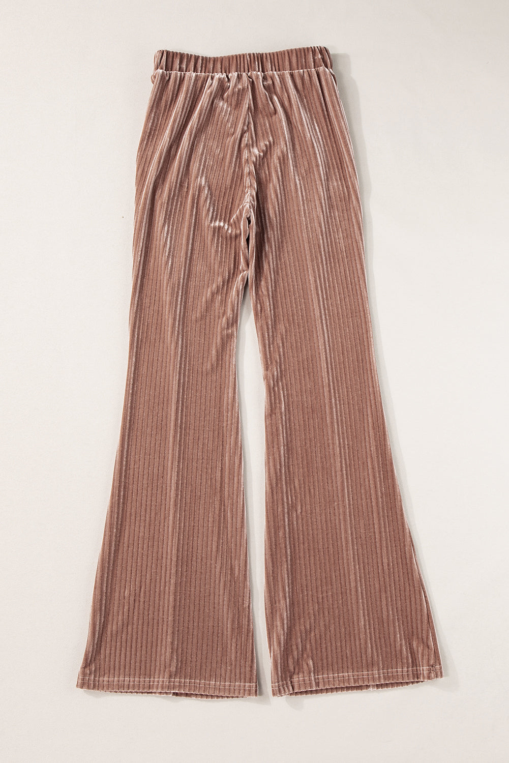 Black Solid Color High Waist Corduroy Flare Pants