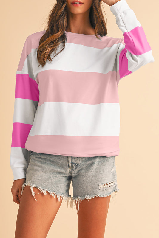 Light Pink Colorblock Drop Sleeve Top