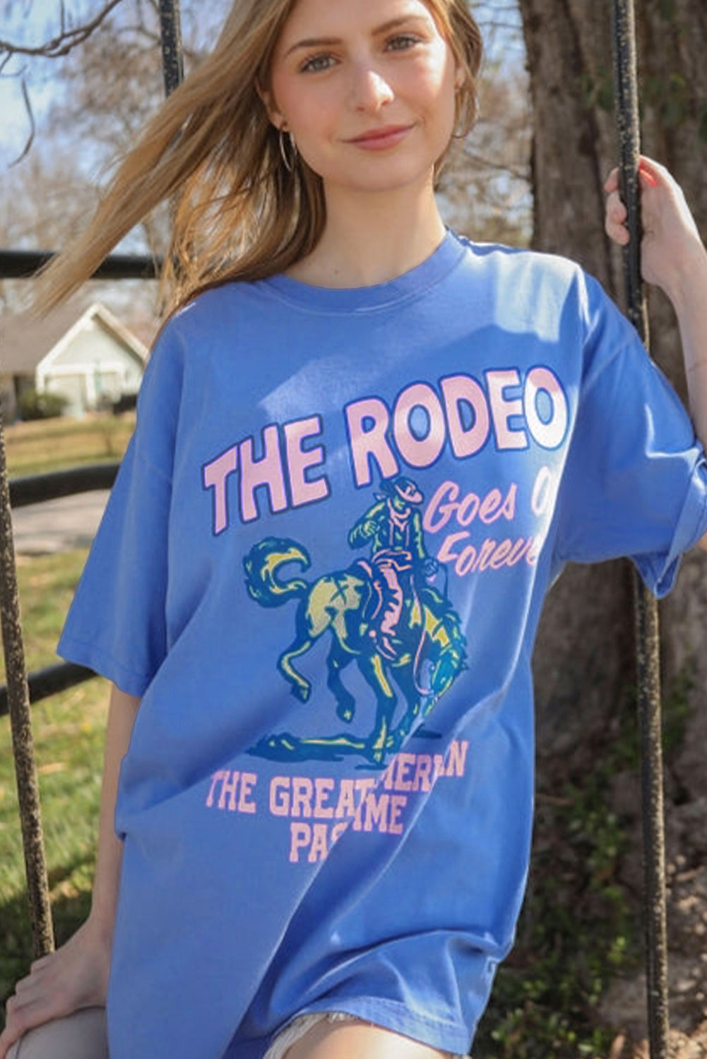 Sky Blue Rodeo Letter Graphic Tee