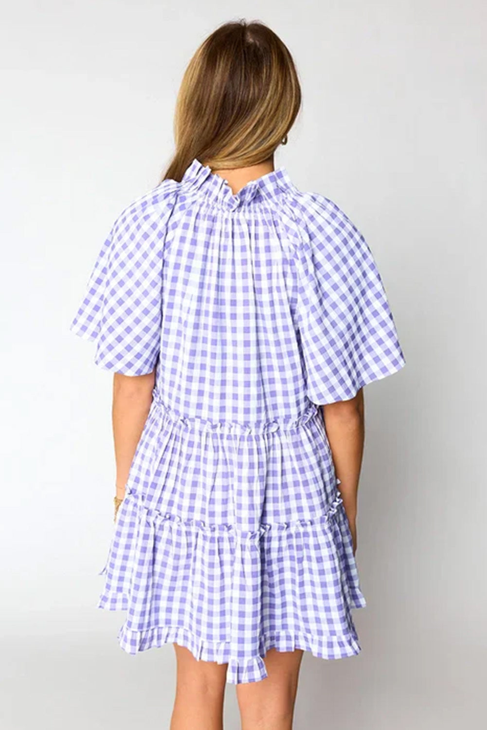 Lavendula Plaid Frill Tiered Mini Dress