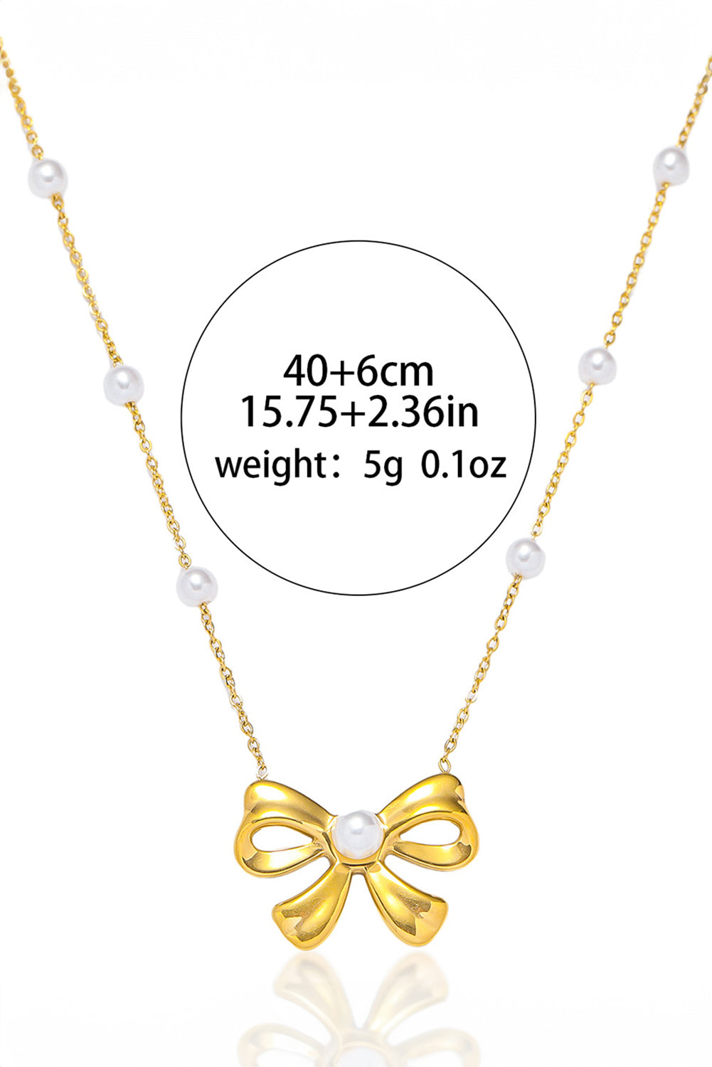 Gold Pearl Bowknot Elegant Necklace