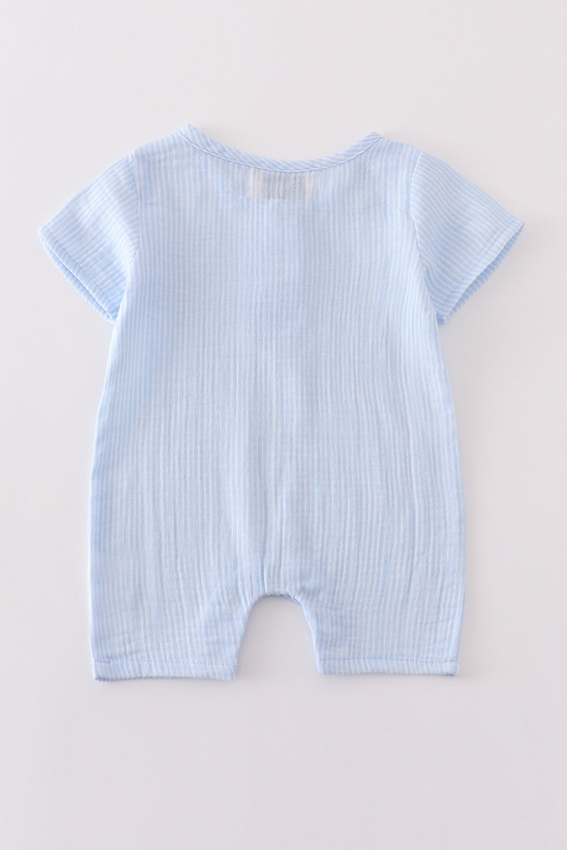 Premium Sky Muslin Stripe Boy Romper